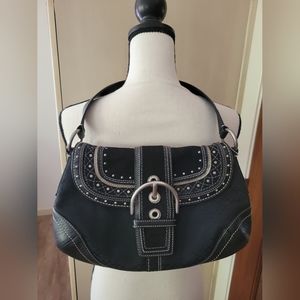 Coach black studded handbag purse
